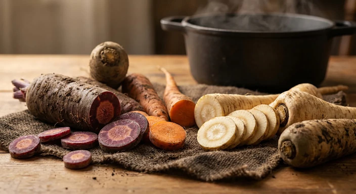 Sélection de légumes racines et oubliés pour une touche d'authenticité