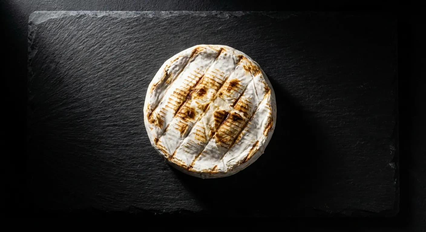 Gros plan iconique d'un camembert rôti parfait