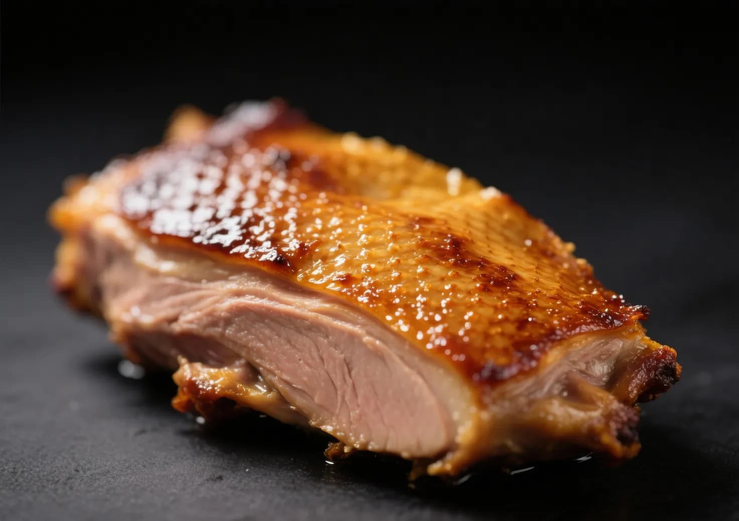 Gros plan sur un magret de canard croustillant et doré