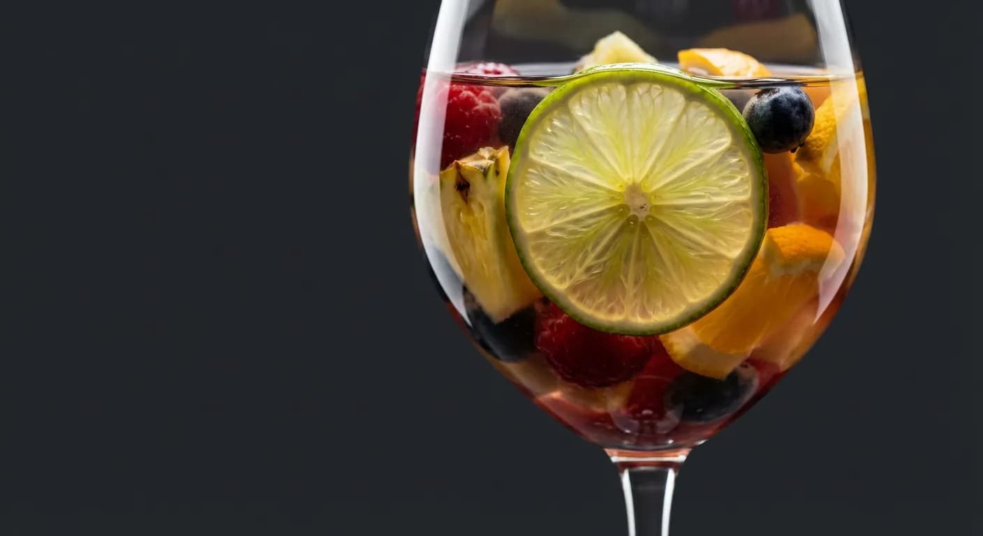 Verre de punch aux fruits frais avec mise au point nette