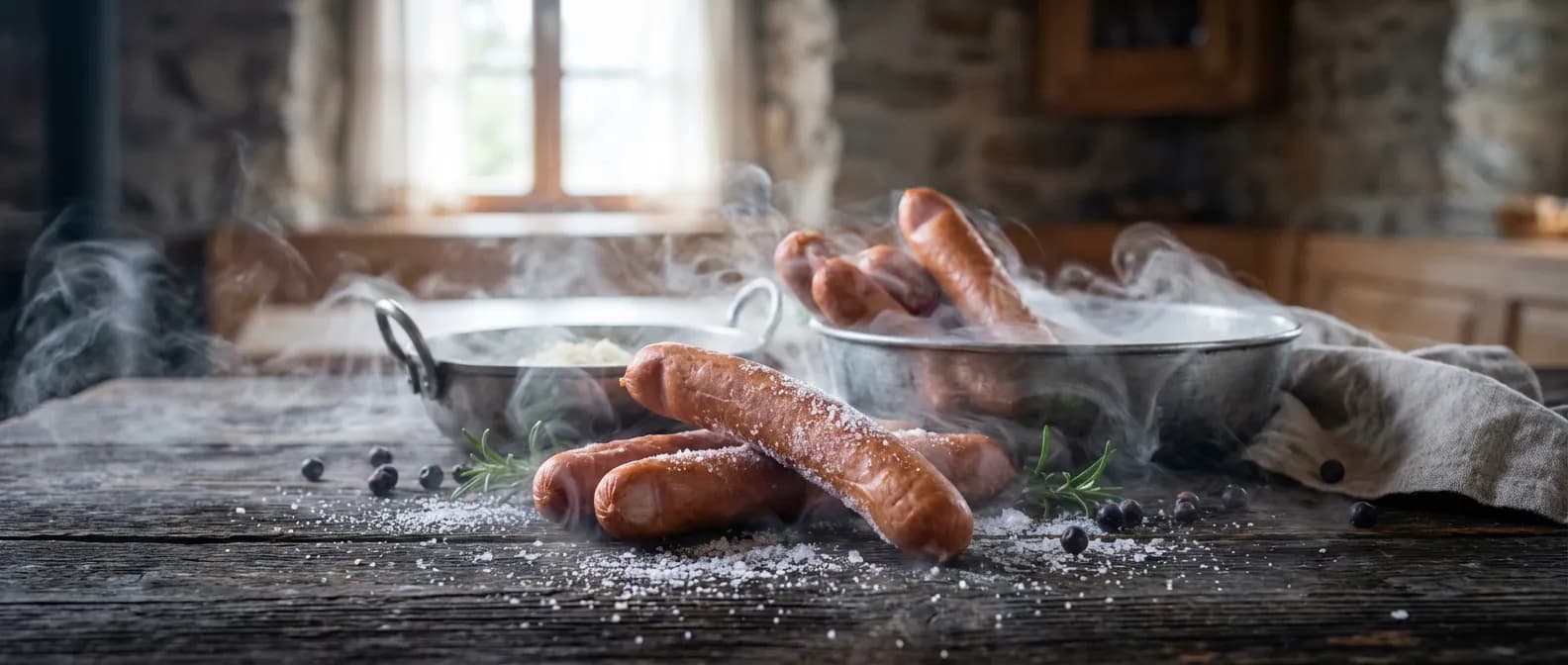 L'art de congeler les knackis avec précaution Saucisses knackis présentées dans une ambiance glacée et élégante pour la congélation