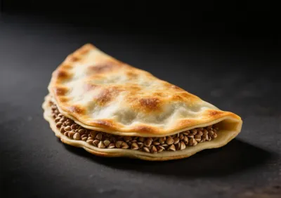 Galette bretonne croustillante pliée sur fond sombre
