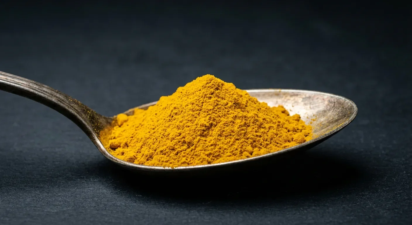 Par quoi remplacer le curry en cuisine ? Nos astuces Cuillère d'épice jaune vif sur fond noir
