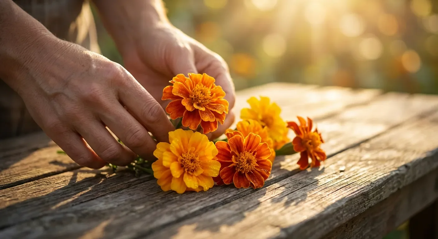 Fleurs de souci fraîches utilisées comme alternative naturelle et visuelle au safran.