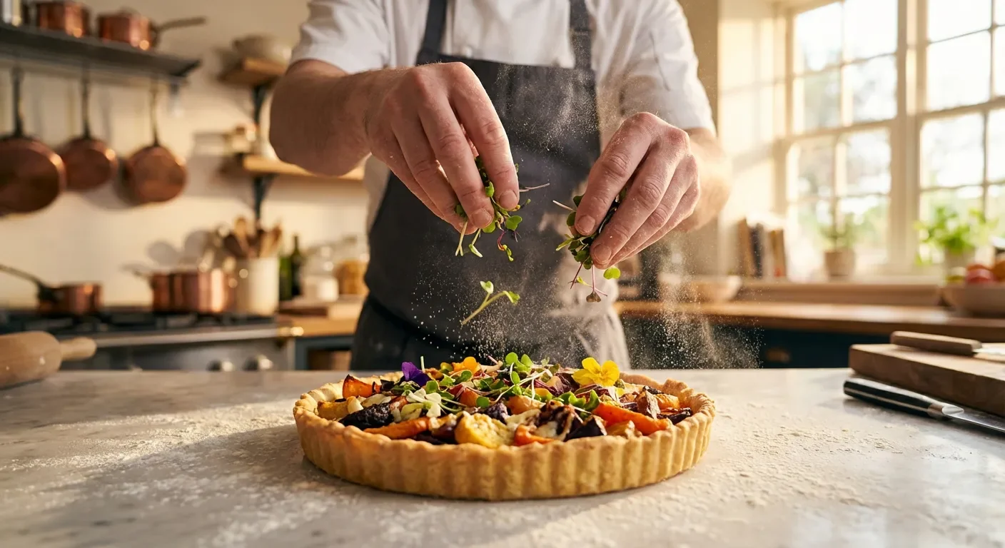 Préparation d'une tarte salée avec des restes de légumes du bouillon